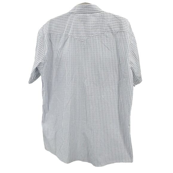 Panhandle Blue/White Snap Up Button Up Shirt Men 17 Stripe Pearl Vintage Western - Picture 2 of 7